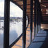 View across Cardiff Bay through glazed end of tube