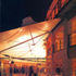 Brick facade and fabric canopy