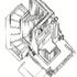 Axonometric of the History Faculty, from the north-east