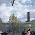 Internal courtyard and the small two storey pavillion office block