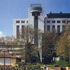 One of the four core towers viewed from the park