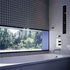 A long, low window in the family bathroom allows the views to be appreciated from the comfort of a warm bath