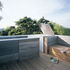 Roof terrace with access stair cover open
