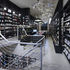 The bookshop has a flexible design in which shelves can be transformed into seats
