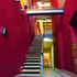 Scarlet walls and staircase