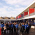 The classroom block, to the right, gives each class its own balcony or terrace overlooking the communal outdoor space. The decked roof to the single-storey special needs block provides a more secluded space for play