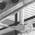 Detail of the tie rod connection with the glass wall