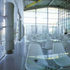 View of cafeteria showing semi-cylinder convector heaters
