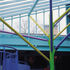 The tubular steel structure mimics the natural randomness of a tree