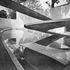 Reflections of the sprial ramps on the pool