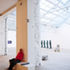Art gallery interior, retained roof trusses