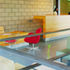 Douglas fir has been used for the chunky reception area furniture