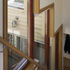 The window frame follows the staircase
