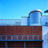 View of terracotta tiles and glass bricks
