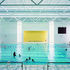 Panels of glass blocks and glass walls to the seating bays allow swimmers to enjoy natural light