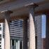 View of new centre through colonnade