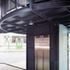 View from inside the entrance lobby looking out at the street
