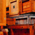 The weatherboarding panels were inspired by packing crates used to store Moore’s work