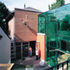 The glazed atrium link between the Victorian house and extension