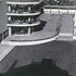Completed building with sketch overlay of proposed lido arcades and sculpture