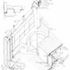 Axonometric showing assembley hall stage, window and wall construction