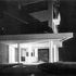 The entrance and covered canopy at night