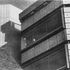 Corner view of concrete escape stairs on left