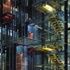 Colour - blue for the main structure, yellow for the stairs and red for lifts - is used to counterpoise the clear glazing