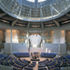 Natural light floods the parliamentary seating