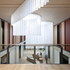 Natural light filters down into the atrium