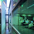 The computer suite - glass-fronted rooms mean users are always on show; blinds fell victim to cost-cutting