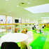 Cafe with views of double-height hall
