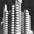 Early proposal model showing equipment installed within the structural frames