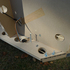 Details: Aluminium door threshold and adjustable bolts to level base tray for various ground height conditions