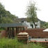 View from behind pizza oven