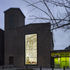 Church exterior at dusk