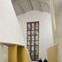 Lumen church interior, stained glass window