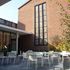 View of Lumen Church exterior from courtyard