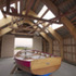 Exposed structure inside the Boathouse celebrates the construction