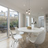 View of the dining room out to the rear garden