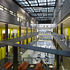 Atrium surrounded by classrooms and offices