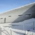 Rime frost covers the building in winter