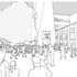 Sketch showing proposed new public space, with the tower balcony interacting with the square below
