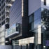 Front elevation showing the main entrance and cantilevered education room