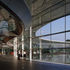 Raised walkway follows curve of lakeside facade