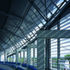 The view from the box level to the open louvres lining the stadium’s roof