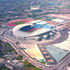 Aerial view of the stadium, showing the athletics configuration and temporary north stand