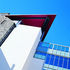The roof hints at the vibrant interventions inside