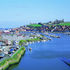 The abbey and parish church are set on a windswept headland, overlooking the harbour