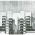 South elevation of the proposed Courtauld Institute building with its two wings terraced down towards the new SOAS building
